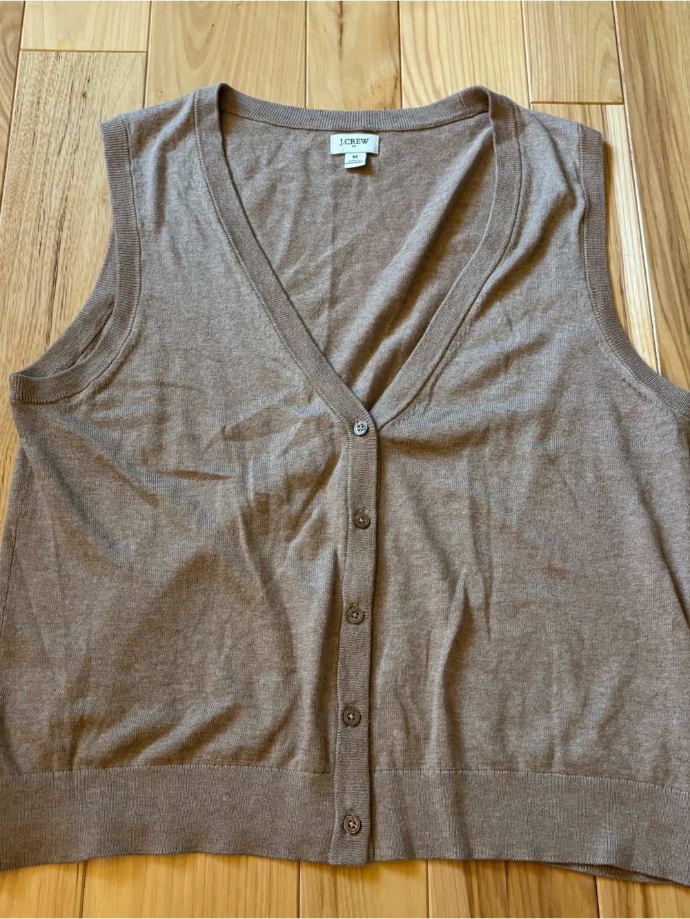 J. Crew Factory Button Front Tan Cotton Sweater Vest